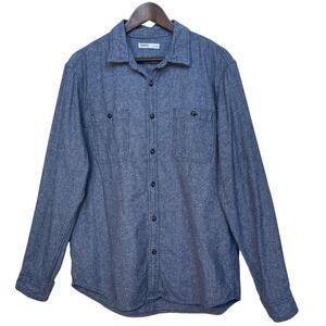 Sonoma Goods For Life Mens Flannel Shirt Blue Cotton Long Sleeve Large 15758